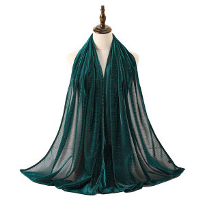 Jifang Shiny Plain Elastic Gold Thread Muslim Hijabs Shawls Pashmina Headwraps Tudung SL168