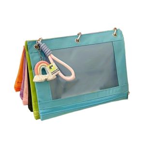 SDFBN มี6ช่อง กระเป๋าเก็บของสีรุ้ง พร้อมที่จับ 3รูค่ะ กระเป๋าซิปสำหรับเดินทาง สะดวกสบายๆ ตัวยึดใบหลวม กระเป๋าถือแต่งหน้าแบบพกพา เครื่องใช้ในสำนักงาน