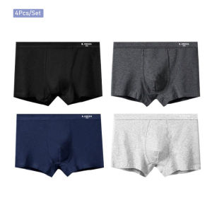 Sentexin 4PCS Mens Boxers Cotton Boxer Shorts Breathable Underwear Briefs Middle Waisted Underpants L-4XL