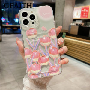 Gfaith New Phone Cover OPPO Reno 8T 4G 5G 2023 A78 A77s A17 A17k A57 2022 A55 A54 A77 Reno 8 4G 5G 8 Pro 8T 8Z Fashion TPU Silicone Flower Tulip Butterfly Soft Case Card Bag Cover Phone Case