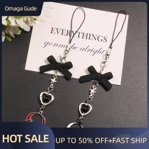 Omaga Gothic Punk Phone Pendant Key Chain Butterfly Heart Sweet Cool Phone Chain Earphone Case Bag Decorations Pendant