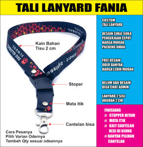 TALI LANYARD PRINTING 2 CM MINIMAL CETAK 10 Pcs  CETAK LANYARD PRINTING  DESAIN CUSTOM