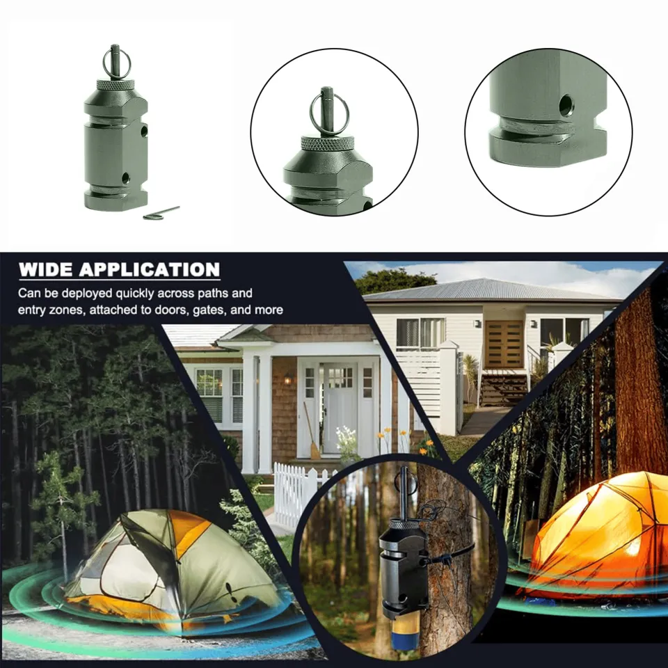 Perimeter Trip Alarm Aluminum Alloy Camp Safe Perimeter Trip Wire Alarm for  Outdoor Use Olive Green 