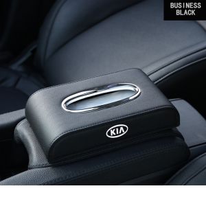 KIA Premium Leather Car Tissue Box Auto Tissue Storage Case For Rio Picanto Visto Carnival EV6 GT Car Accessories