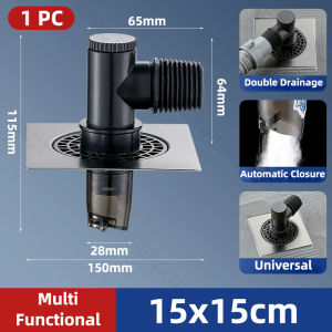 High-Quality Square Floor Drain Drain Tee Stainless Steel Shower Drainer Large Size Anti-Overflow Bathroom Waste Drain Deodorant