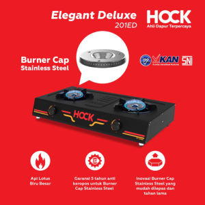 ( BISA COD ) PROMO HOCK KOMPOR GAS API BIRU HP-201ED 2 TUNGKU Elegant Deluxe Burner Cap Stainless Steel