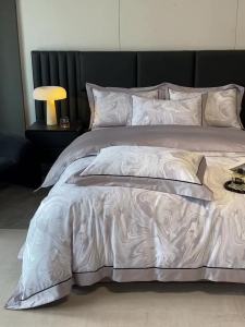 High-end affordable luxury 140 Pure Cotton Four-Piece Set Skin-Friendly Naked Sleep Bed Sheet Duvet Cover Full Cotton Digital Print Bedding 4LZD