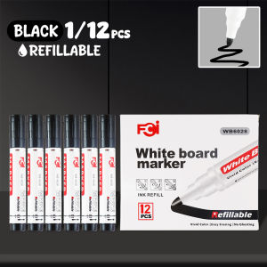 FCI White Board Marker 12pcs Refillable with Large Capacity Filling -Ink Whiteboard Marker Easy Erasing (Sold per piece or box)