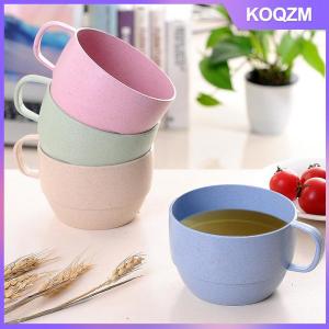 KOQZM Nordic Style Plastic Tea Cup Coffee Tea Milk Drink Cup Eco-friendly Reusable Wheat Straw Cup Travel Bathroom Toothbrush Cup