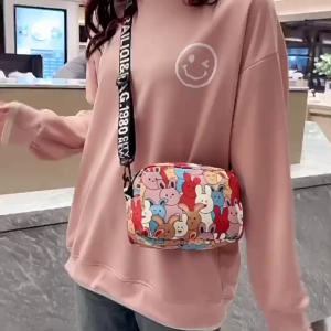 กระเป๋าสี่เหลี่ยมขนาดเล็ก กระต่ายน่ารักการ์ตูน กระเป๋าสะพายข้าง สายสะพายไหล่จดหมาย กระเป๋าเก็บของเบา กระเป๋าแฟชั่นขนาดเล็ก