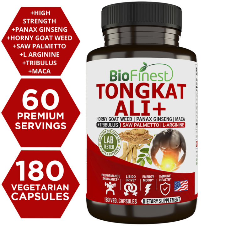 Biofinest Tongkat Ali 500mg - Maca Root Horny Goat Weed Saw Palmetto Tribulus L Arginine - Energy Stamina Vitality Endurance - Longjack (Eurycoma Longifoli) Extract Male Enhancement Supplement - Made in USA (180 Veg. Capsules)