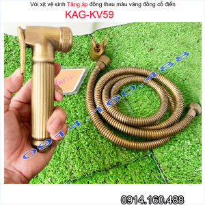 Vòi xịt vệ sinh KAG-KV59 đồng giả cổ HÀNG Y HÌNH vòi rửa bồn cầu Spray-gun mạnh tia nước thẳng thiết kế đẹp màu inox bóng