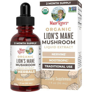 MaryRuth Organics Lions Mane Mushroom Supplement Upto 2 Month Supply Nootropic USDA Organic Lions Mane Extract Nervine Herbal Liquid Drops Brain Health Non-GMO Vegan Fre
