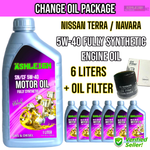 5w-40 Fully Synthetic Engine Oil 6L with Oil Filter Nissan Terra / Navara Change Oil Bundle Package 15208-BN30A M2 5w40