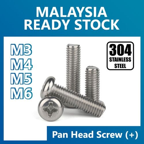 New Arrival M3 M4 M5 M6 Screw Pan Head Phillips 304 Stainless Steel Gb818 Skru Lazada 