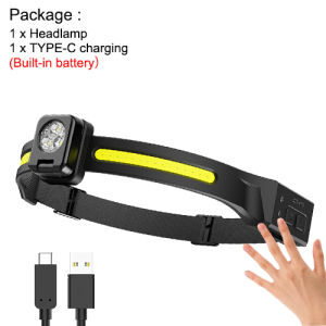 Asafee XY200 COB LED Strong Bright Headlamp Flood Light 5 Modes Small Convenient 180°Adjustment Bulid-in battery Rechargeable Sensor Switch Waterproof Hiking Outdoor Sports Light Head-mounted Soft Darily Use