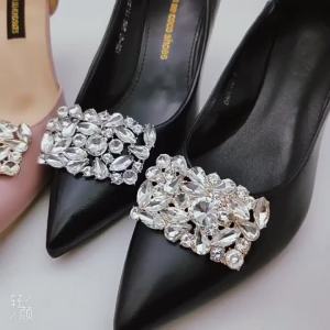 [Free Shipping] High-Heeled Shoe Decorations Crystal Shoe Buckles Detachable Shoe Flowers For Wedding Shoes Sandal Shoe Accessories Metal Shoe Clips