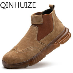 QINHUIZE Work safety shoes mens welder steel-toed shoes work shoes construction site anti-smash and anti-puncture safety boots