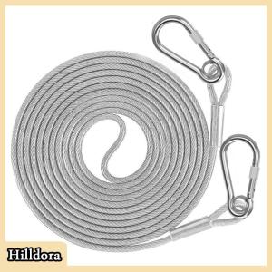 [Hilldora] Double-headed Dog Tie Out Cable Leash raction Rope With Metal Buckle Steel Wire Anti-rust Training CollarOutdoor Dogs Strap