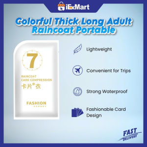iExMart Colorful Thick Long Adult Raincoat Portable Poncho - Lightweight - Convenient for Trips - Strong Waterproof - Fashionable Card Design