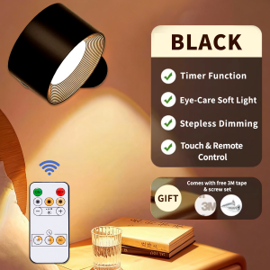 LED Rechargeable Wall Lamp Magnetic Night Light With Remote 3 Color Dimming Lights Indoor Decor Lamp