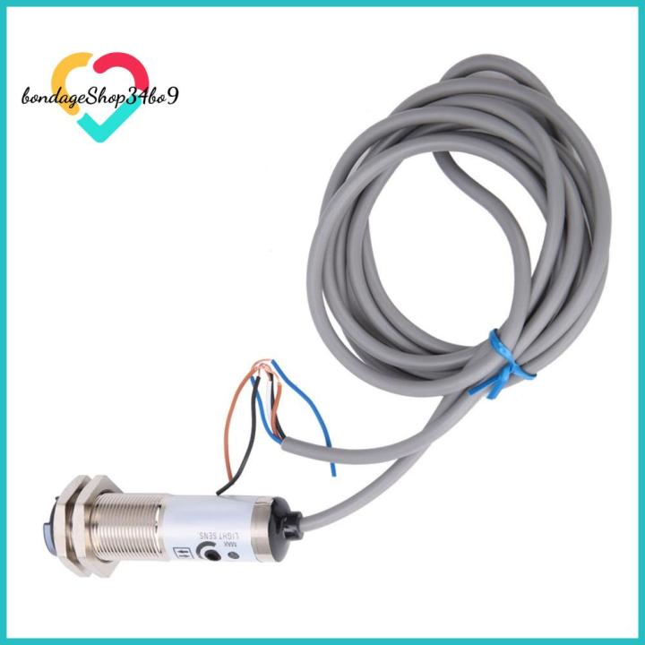 Wire Detecting Sensor AGESHOP 4-Wire Photoelectric Sensor 12-24VDC 10mm Detection Diffuse ...