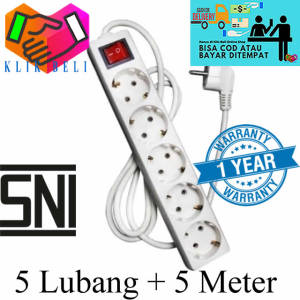 Klik-Beli SNI Stop Kontak 5 Lubang + Kabel Panjang 5 Meter Full Colokan Cok Listrik Sunfree