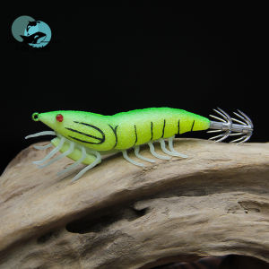 3.5# (4.6inch/22g) Luminous Wooden Shrimp Fishing EGI Squid Jig Lure Artificial Bait