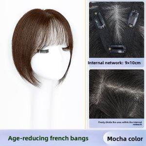9*10-25/30cm 100% Human Hair Topper Black & Mocha Brown Clip In Hair Piece Natural Invisible Design Cover Gray Hair Add Hair Volume for Daily Wear