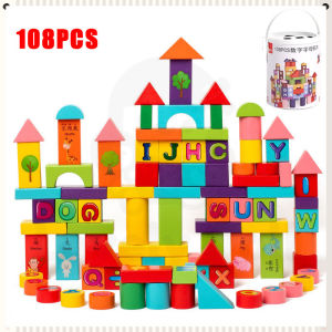 Wooden Building Blocks Set Numbers Letters Puzzle for Kids Early Education & Creative Learning Toy