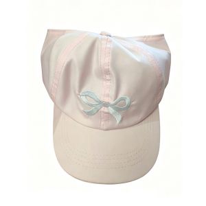 INNEED Bow Embroidery Kids Baseball Cap Empty Tail Design UV Protection Empty Top Sun Hat Adjustable Strap Children Sun Hat Outdoor Travel