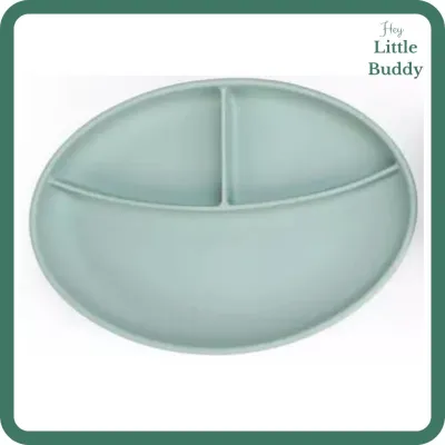 Hey Little Buddy Silicone Suction Plate Baby Led Weaning Eating Feeding Kid Anti Slip Toddler Pinggan Lekat Bayi Pinggan Makan Divided Bib Bowl Set