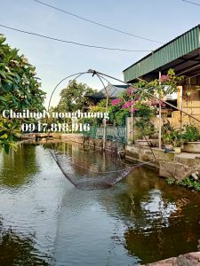 Vó bắt cá dù câu cá vó kéo cá tôm tép màu gụ bền rộng cạnh 24mx2m4 mắt 09 mm