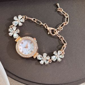 CHLOCH Khóa hoa đá quý Đồng hồ đeo tay thạch anh Roman-Scalped  cương được gắn vào Đồng hồ thạch anh nữ sang trọng Phụ kiện thời trang Có thể điều chỉnh Đồng hồ nữ tròn cổ điển Quà tặng cho phụ nữ