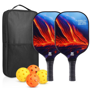 Bộ cho người mới bắt đầu chèo sợi thủy tinh pickleball bao gồm 2 mái chèo sợi carbon 2 quả bóng trong nhà 2 quả bóng ngoài trời và 1 túi pickleball
