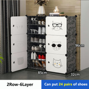Shoe Rack With Door DIY Rak kasut Storage Box Bertutup Stackable Rack Shelf Shoe Cabinet Shoe Sorganization Plastic 鞋櫃