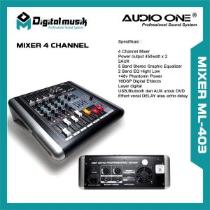 Audio One ML Series Mixer Audio Profesional 4/6/8 Channel dengan USB/Bluetooth/AUX - Garansi 1 Tahun | DM