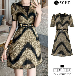 ZYHT EraVogue Váy nữ Váy vàng Váy tay phồng Váy chữ A váy công sở váy cao cấp váy cổ điển váy sự kiện váy dự tiệc váy dạ hội 91100