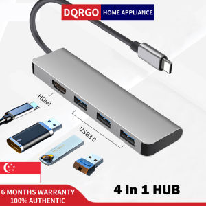 DQRGO [SG Stock] USB C HUB 3.0 Type C To 4K HDMI-compatible 4 Port Multi Splitter Adapter OTG for Lenovo Xiaomi Macbook Pro 13 15 Air Pro PC Computer Accessories