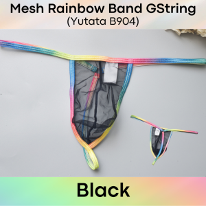 Mens GString: Rainbow Band Mesh GString (B904)