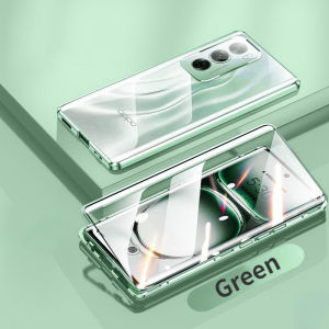 For OPPO Reno 12 Reno 12 Pro Reno 12F Reno 13 Reno 13 Pro Reno 13F 5G Magnetic Case 360 Front+Back double-sided 9H Tempered Glass Case，Camera Lens Protective Metal Bumper Case