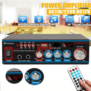 [COD/24 Hours Delivery] 12/220V 2000W 2 Channel Class D With Luminous Knob HIFI bluetooth Power Amplifier Car/Home Theater Digital Power Audio Amplifier Karaoke Digital MP3 Player