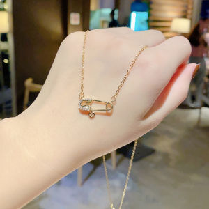 good 999 jewelry titanium steel Korean fashion design Pin style Heart zircon necklace N8043