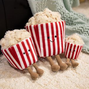 HARMU Soft Simulation Puffed Rice Plush Toys Fluffy PP Cotton Cartoon Stuffed Foods Toys Plush Keyring Decoration Popcorn Plushies Doll Kids Birthday Gift