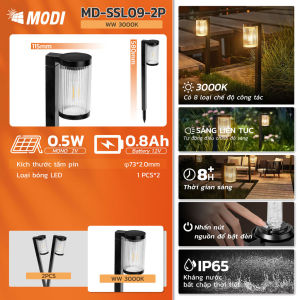 COMBO 2 Đèn Trang Trí Sân Vườn Cắm Cỏ MODI SOLAR Năng Lượng Mặt Trời Led Cắm Đất Trang Trí Ngoài Trời