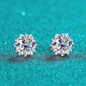 TY 925 Sterling Silver Moissanite Stud Earrings for Women Men 0.3-2CT Snowflake Six-Claw Stud Earrings D VVS1 Fine Jewelry Gift2026