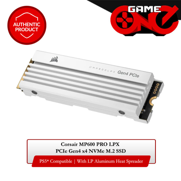 CORSAIR MP600 PRO LPX White PCIe Gen4 x4 NVMe M.2 SSD 1TB for PS5 CSSD Corsair MP600 PRO LPX 2TB PCIe Gen 4x4 NVMe M.2 SSD - PS5