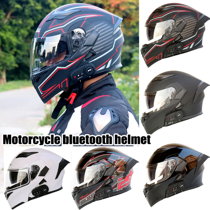 New Motorcycle Helmet Flip Up Modular Motobike Bluetooth Helmet 1200 Mah Battery Lazada