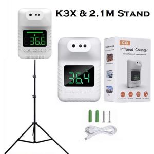 【❤Fast Dliver❤】(BEST SELLER ) Original 2021 NEW K3X Automatic Scan Wall Mounted temperature sensor temperature scanner Infrared Forehead Thermometer with Digital Counter Noncontact Temperature Measurement Tool with Fever Alarm 2.1M Stand Tripod