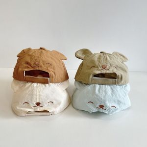MINUTE Khô nhanh Mũ bóng chày cho bé Vành mũ mềm Thêu hình chú gấu nhỏ Mũ chống nắng trẻ em Kawaii Trang trí tai Mũ chống nắng cho trẻ em Mùa hè